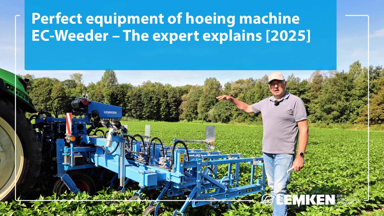 Equipment of hoeing machine EC-Weeder in video
